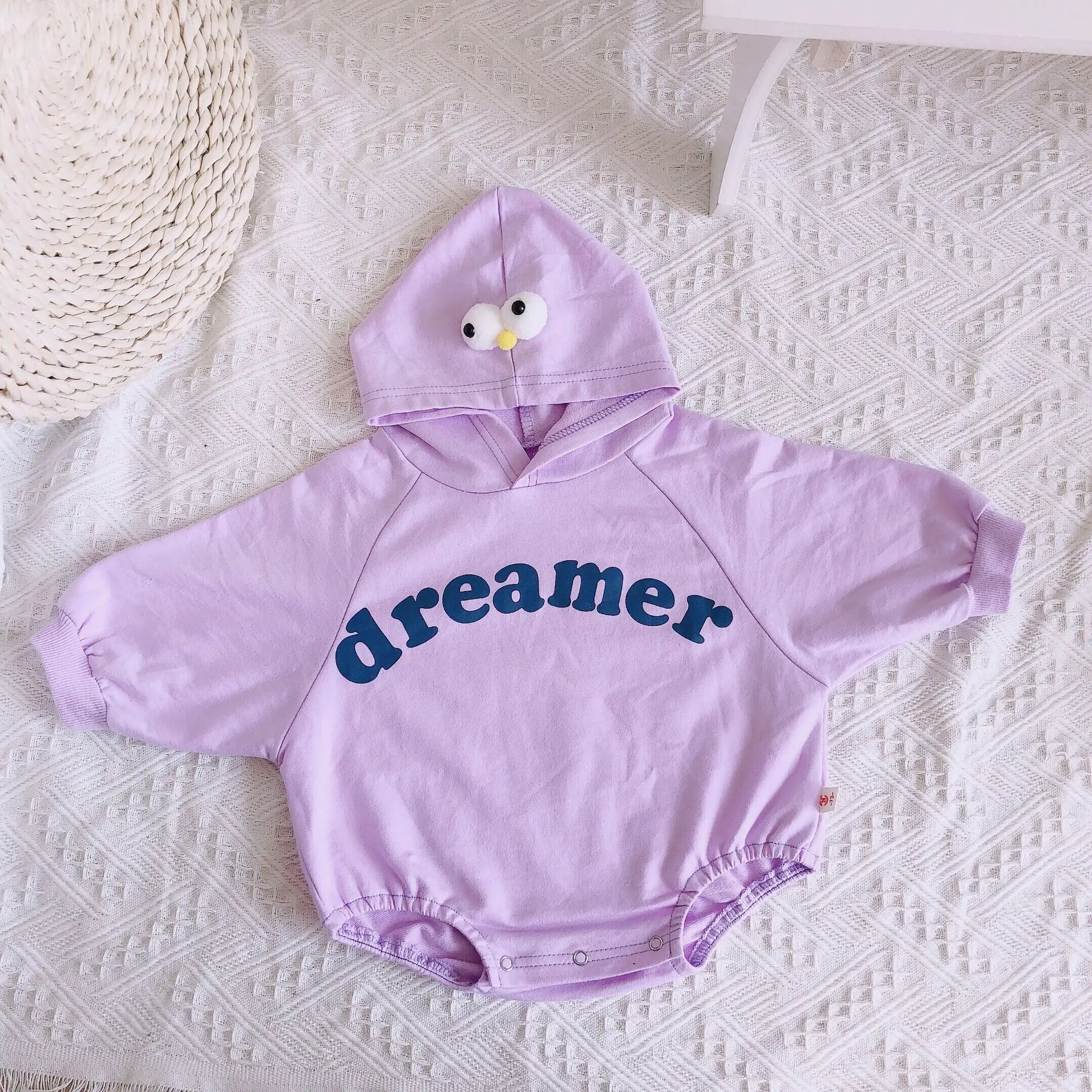 Унисекс для новорожденных с капюшоном комбинезоны Dreamer напечатаны хлопок длинный рукав принцесса фиолетовый комбинезон Дизайнер Свободный комбинезон боди костюмы - Цвет: Лаванда