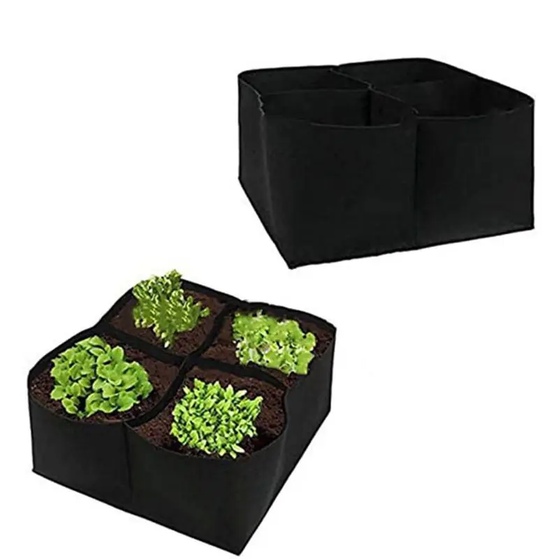 

4/8 Grid Portable Square Vegetables Growing Box Foldable Planter Access Flap Planting Pouch for Carrot Onion Home Gardening