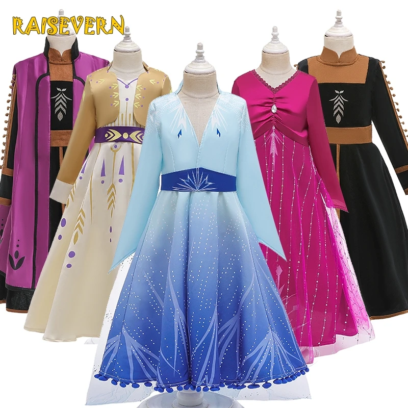 Elsa 2 Queen Dresses Girls Party Vestidos Fantasia Kids Clothing Set Elza Costumes Princess Anna Dress | Детская одежда и обувь