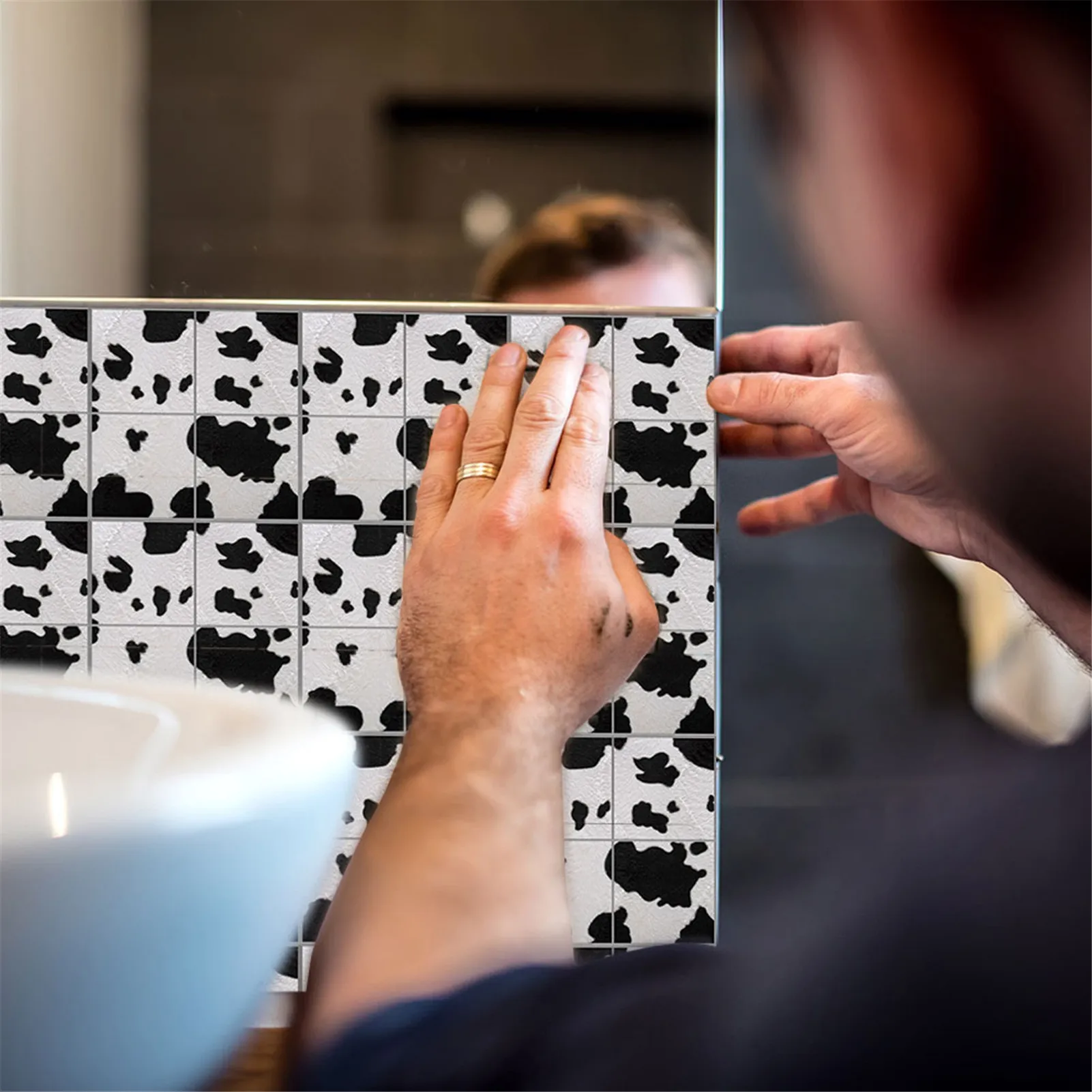 18Pcs 3D Matte Surface Tiles Sticker Sequined Mosaic Transfers Covers for Kitchen Bathroom Tables Floor Hard-wearing Wall Decals | Дом и сад