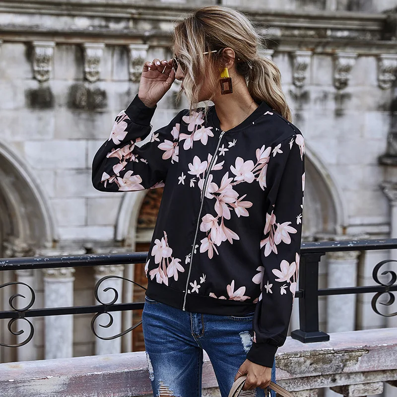 

Fashion Short Print Baseball Uniform Jacket Women 2020 New Autumn Winter Casual Jacket Coat Female Office Lady