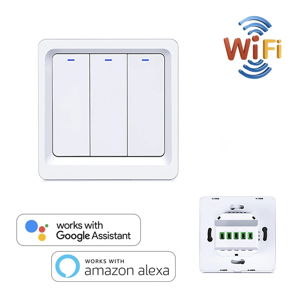 

1 2 3 Gang Smart WiFi Switch 110V - 240V Wall Smart Home Automation Wireless Light Remote Control Work with Alexa Google Home