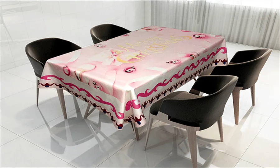 Wholesale Creative Printing Christmas Theme Fabric Waterproof Anti-staining Tablecloth New Year Christmas Decorations for Home