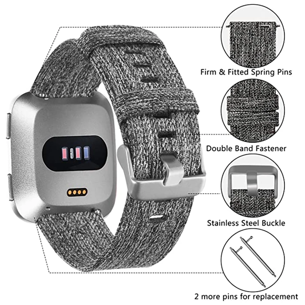 Women Men pulseira for Fitbit Versa 2 band Quick Release cinturini Lite strap Breathable Woven Fabric watchband | Наручные часы