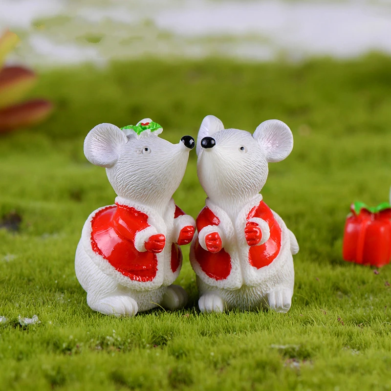 Рождественская милая маленькая мышь Статуэтка из смолы аксессуары для украшения