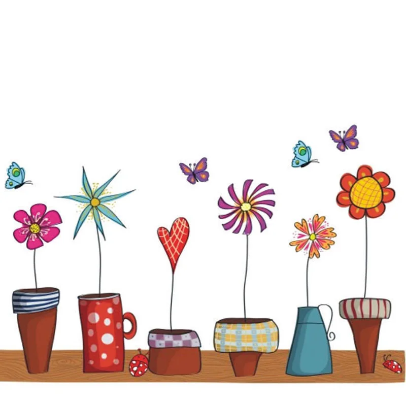 Детская спальня наклейки на стену для детской комнаты мультфильм сад Горшечное