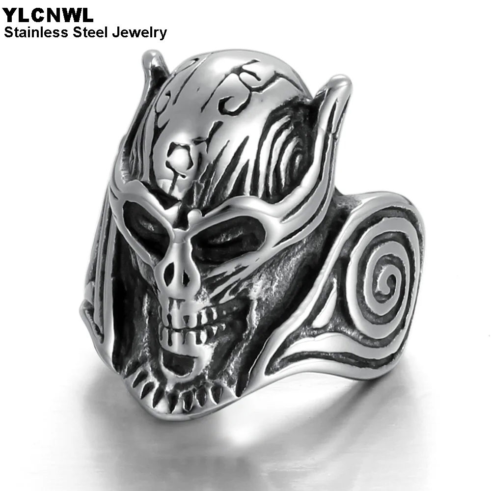 Мужские кольца с черепом из титановой стали готические панк байкерские