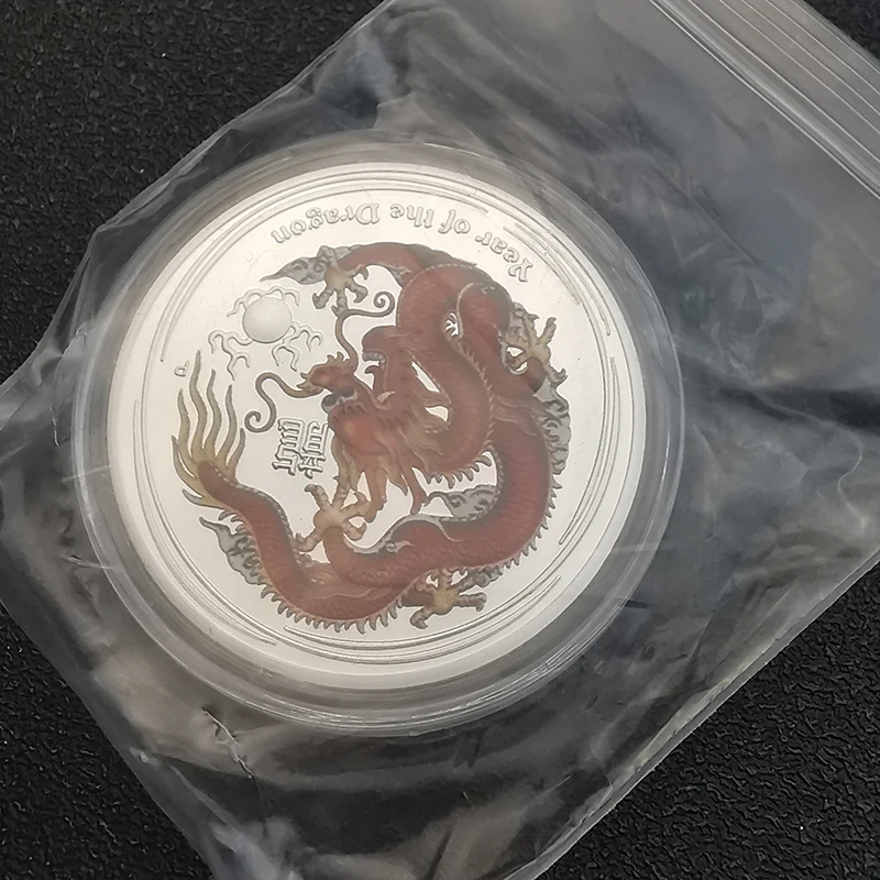 Памятные монеты с изображением года Дракона Австралии 1 унция серебряные