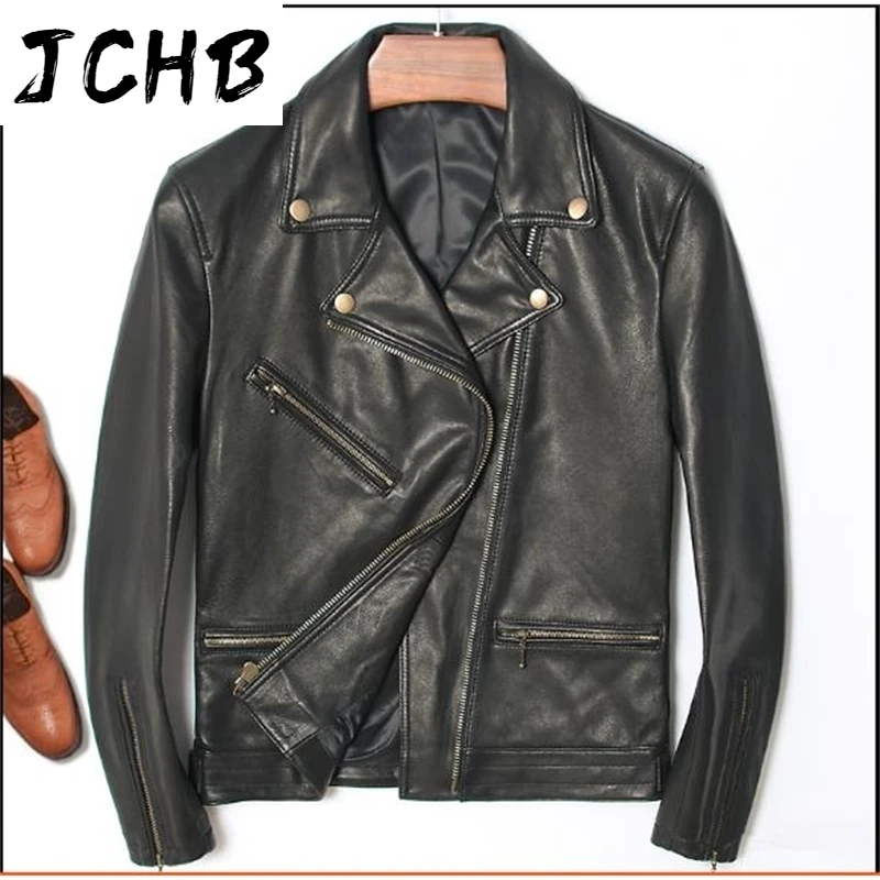 

slim shipping.Fashion Free biker genuine leather jacket,Brand new plus size mens soft sheepskin coat,motor style jackets,sales