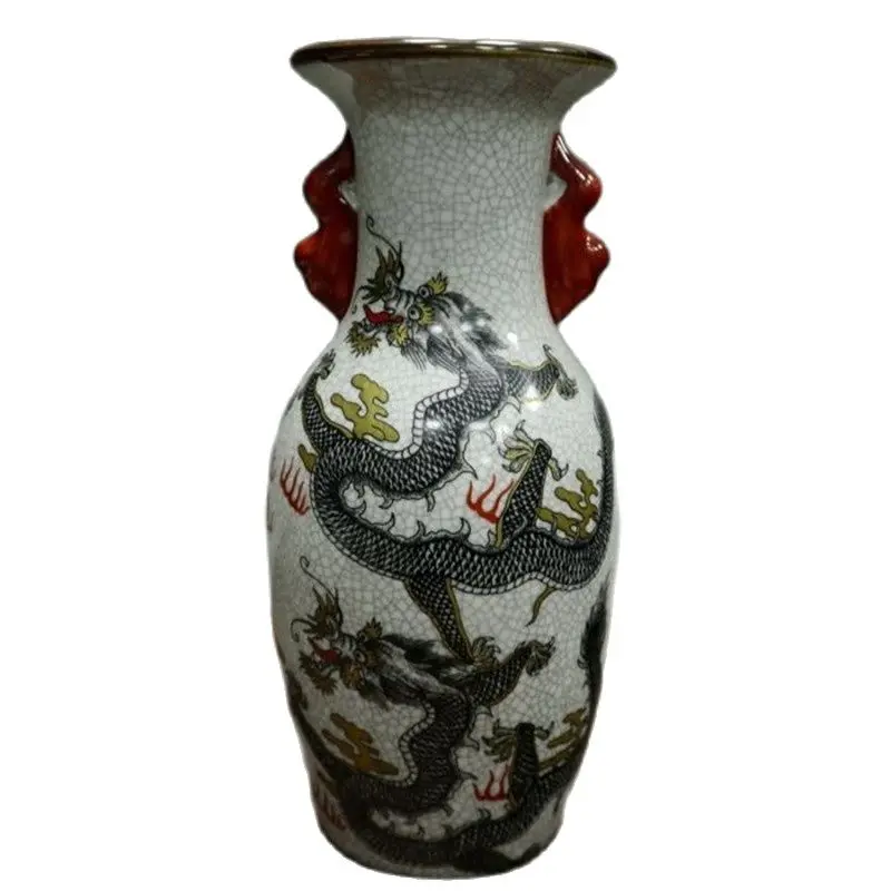 

Китайская старинная фарфоровая открытая Пастельная двойная бутылка с узором в виде дракона