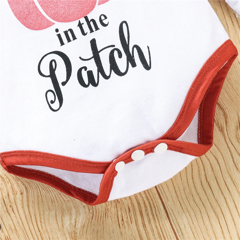 

3Pcs Baby Girls Cotton Sweet Clothes Set,Girls Printed Pattern Round Collar Romper, Flared Pants + Bow Knot Headdress,0-18Months