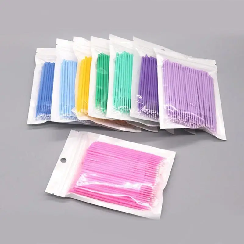 

100Pcs/Bag Disposable Eyelash Brush Micro Cotton Swab Individual Lash Grafting Removing Swab Micro Brush For Eyelash Accessories