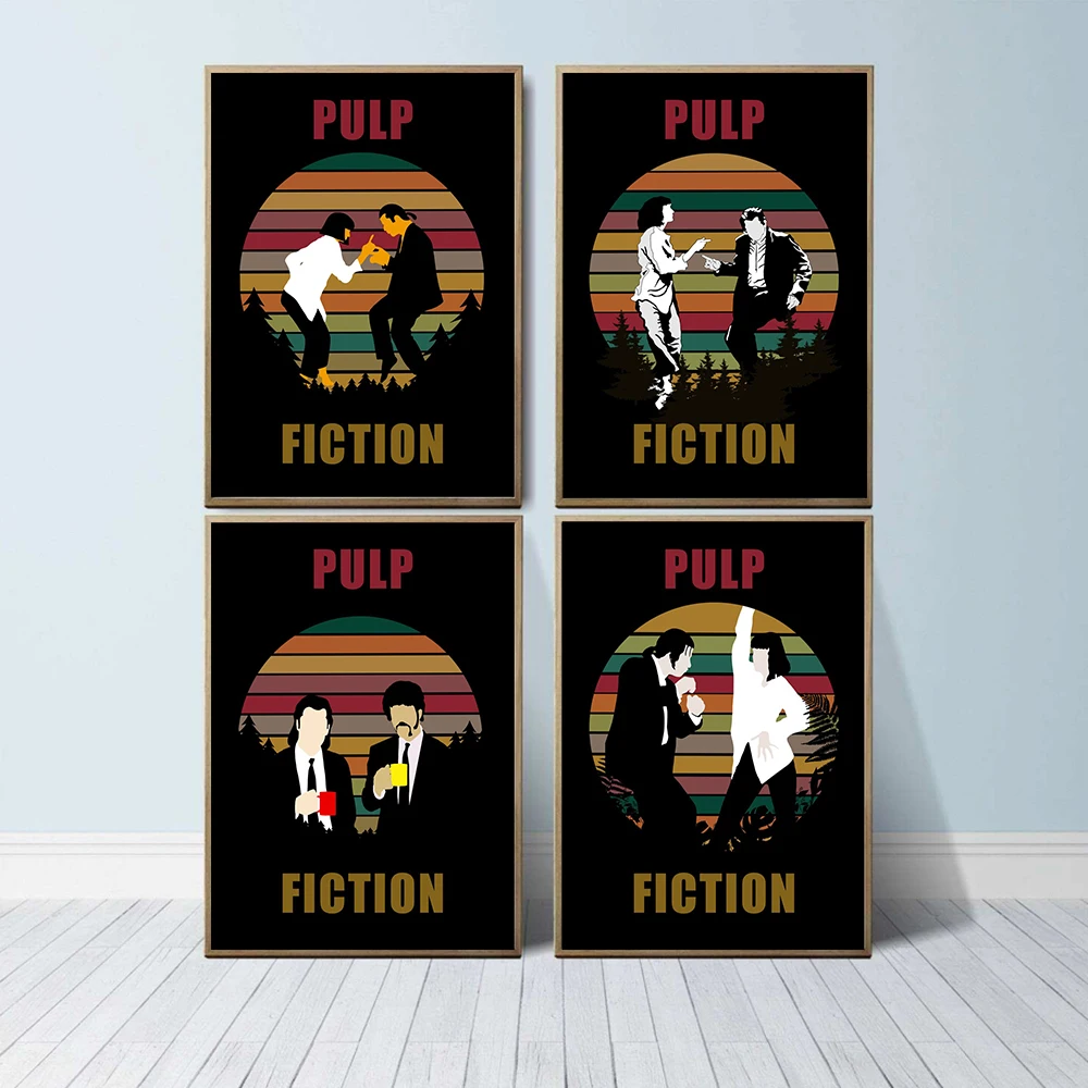 

Retro Poster Film Character Canvas Prints Movie Painting Vintage Pulp Fiction Abstract Wall Art Picture Black Gift Home Decor
