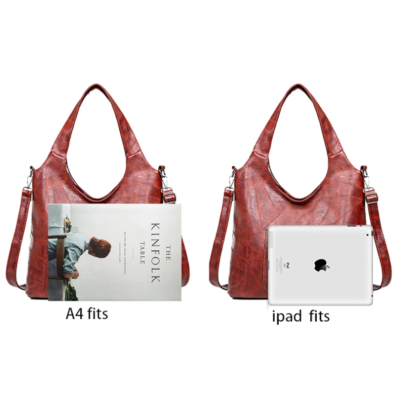 Большая кожаная сумка на плечо винтажные повседневные сумки через для женщин 2020