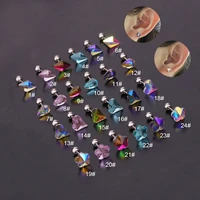 1pc colorful zircon ear stud cartilage earring conch helix stud piercing jewellery heart flower body accessories