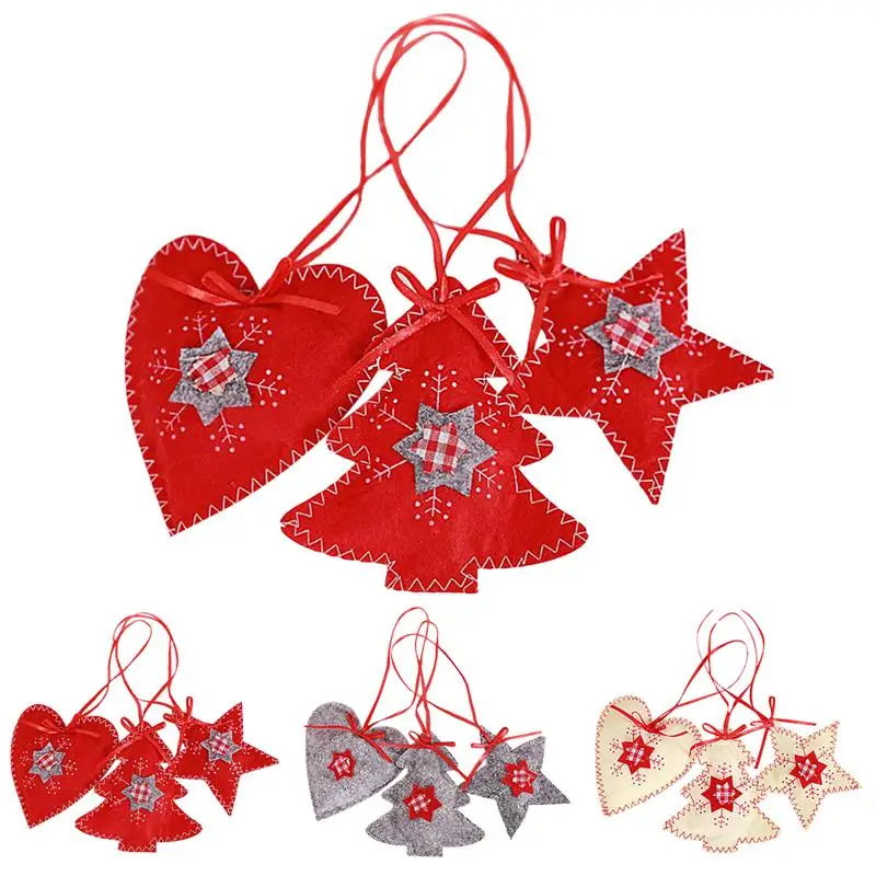 3 шт милые рождественские украшения любовь сердце звезды Дерево Войлок орнамент