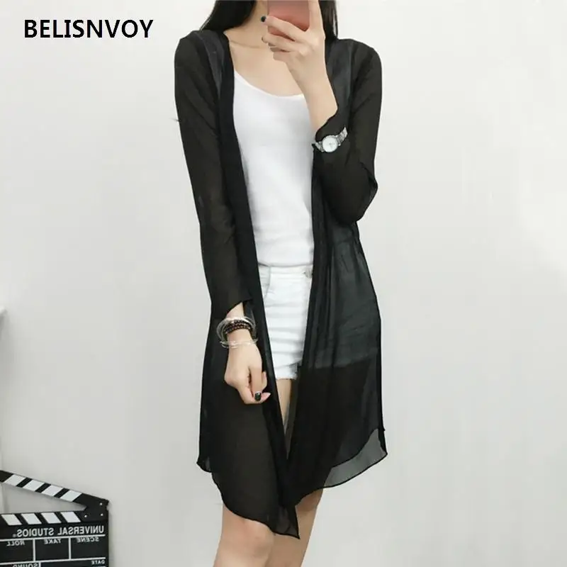 Шифоновое пальто большого размера летняя стильная модная женская одежда черная