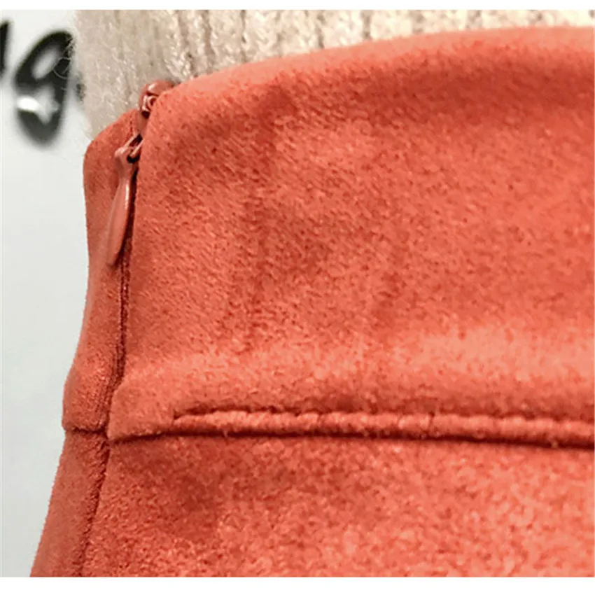 Женская винтажная замшевая юбка длинная Плиссированная миди с завышенной талией