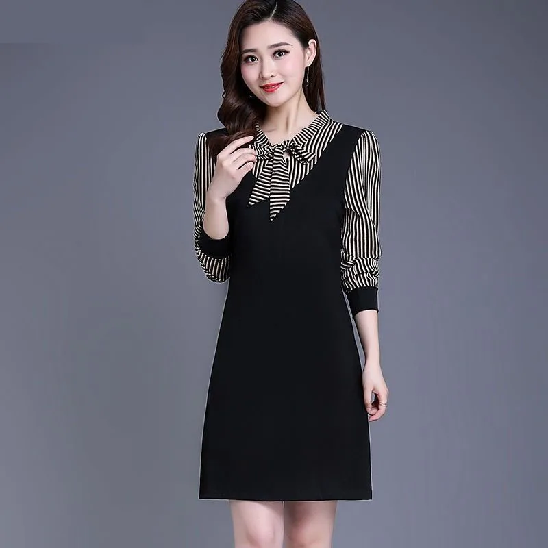 Летние и осенние женские платья средней длины с длинным рукавом Повседневные