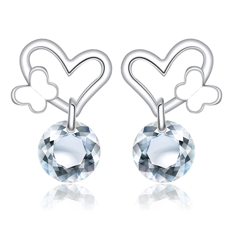 

Women's earrings new fashion creative popular simple love butterfly zircon earrings temperament heart-shaped earrings