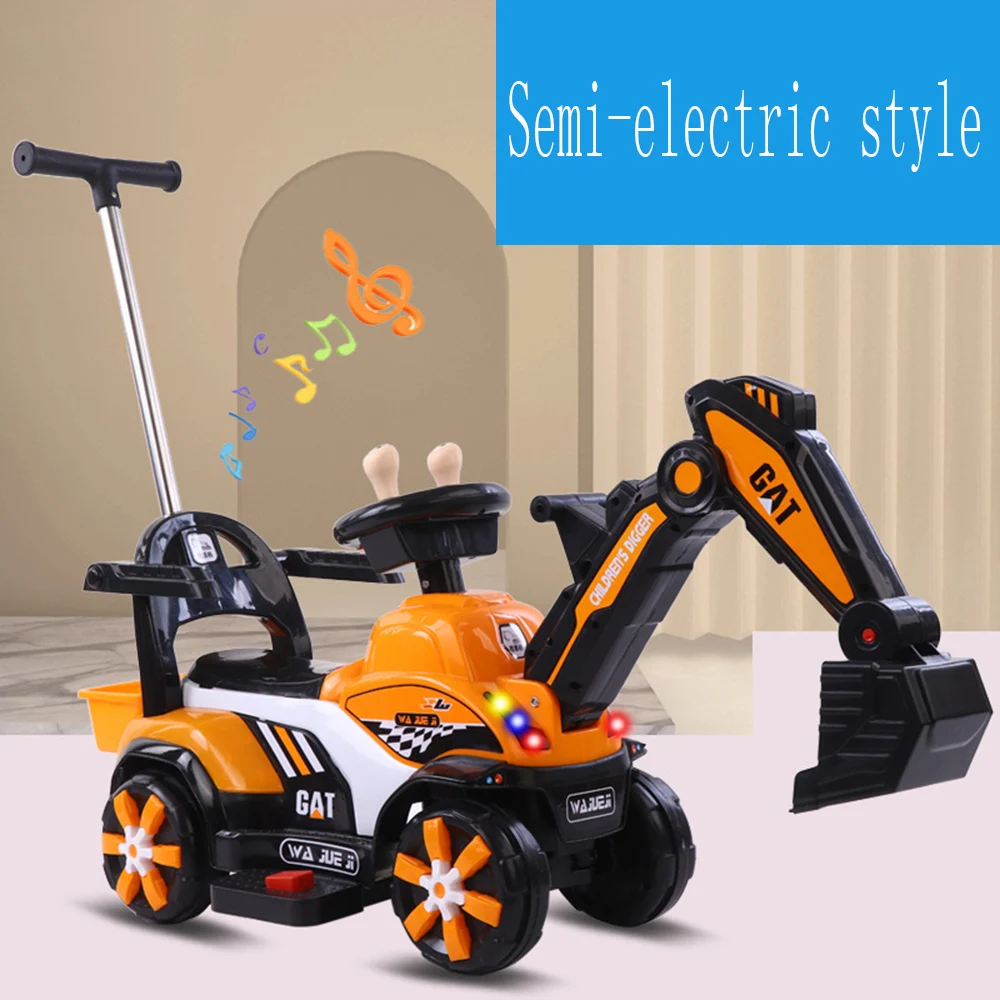 

Children's electric car toy engineering car old toy battery double drive with remote control knight excavator Russia free shipp
