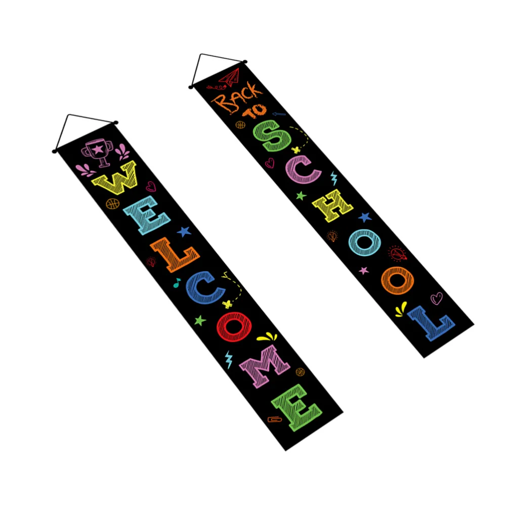 

1 Pair Welcome Back Door Couplets School Door Banners Door Curtain Decorations