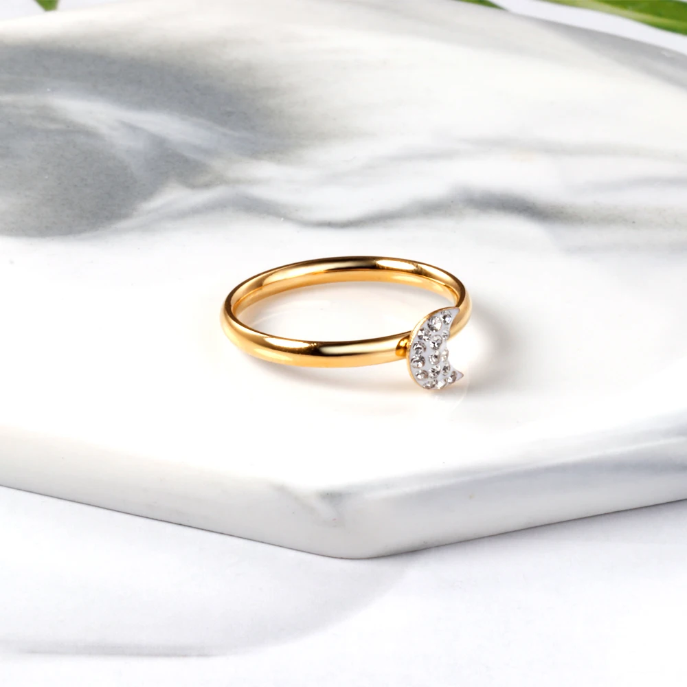 LUXUSTEEL Stainless Steel Rings For Women 2021 New Trendy Style Gold Color Cubic Zirconia Wedding Engagement Party | Украшения и