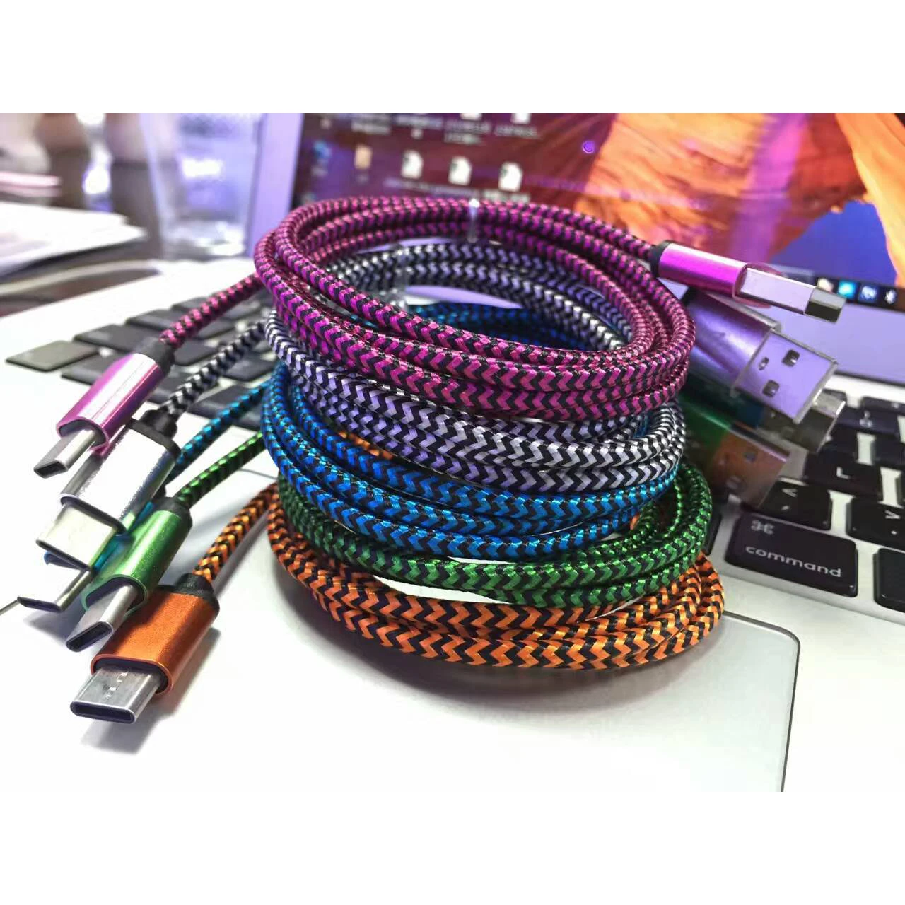 10 шт. 1 м 2 3 USB C Type кабель для зарядки провода Type-C зарядный Мобильный телефон кабели