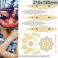 vt334best quality fashional temporary mandala flower tattoo metallic gold silver indian henna flash body hands tattoo sticker
