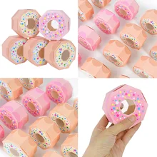 10pcs Donuts DIY Hexagon Candy Chocolate Gift Box Sweet Theme Party Wedding Birthday Baby Shower Gift Home Decoration Products
