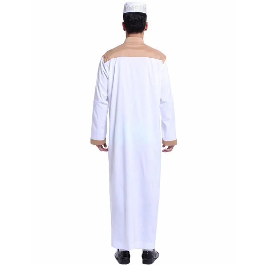 New Muslim islamic Clothing Men Jubba Thobe Patchwork Long Robe Saudi Musulman Wear Abaya Caftan Islam Dubai Arab Abaya Sweater