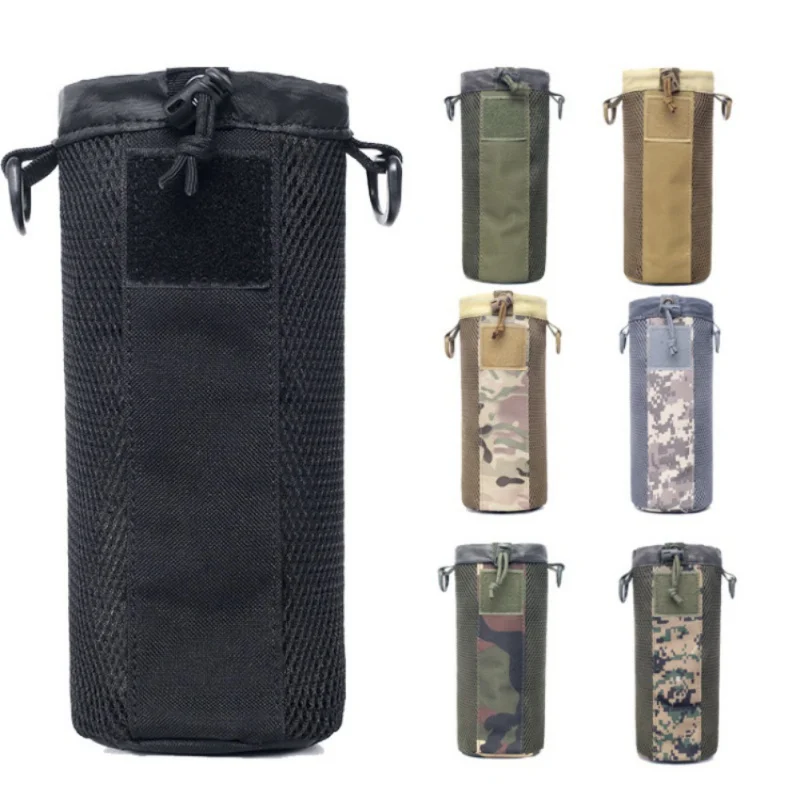 500ml Tactical Molle Water Bottle Pouch Nylon Military Holster Outdoor Travel Kettle Bag Drawstring Camping Hiking - купить по