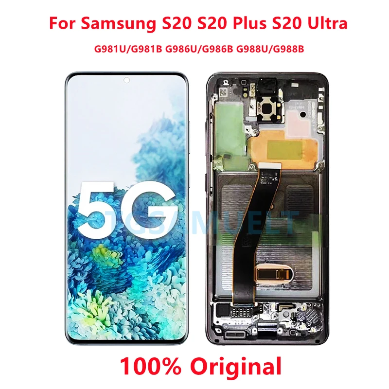 

100% Original S20 Ultra G988B LCD For Samsung Galaxy S20 Plus LCD With Frame S20 SM-G981B G986B G986U Display Touch Screen