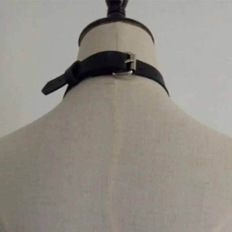 

573C Womens Punk Sexy Faux Leather Waist Belt Gothic Collar Choker Body Chain Chest Harness Adjustable Bondage Cage Lingerie