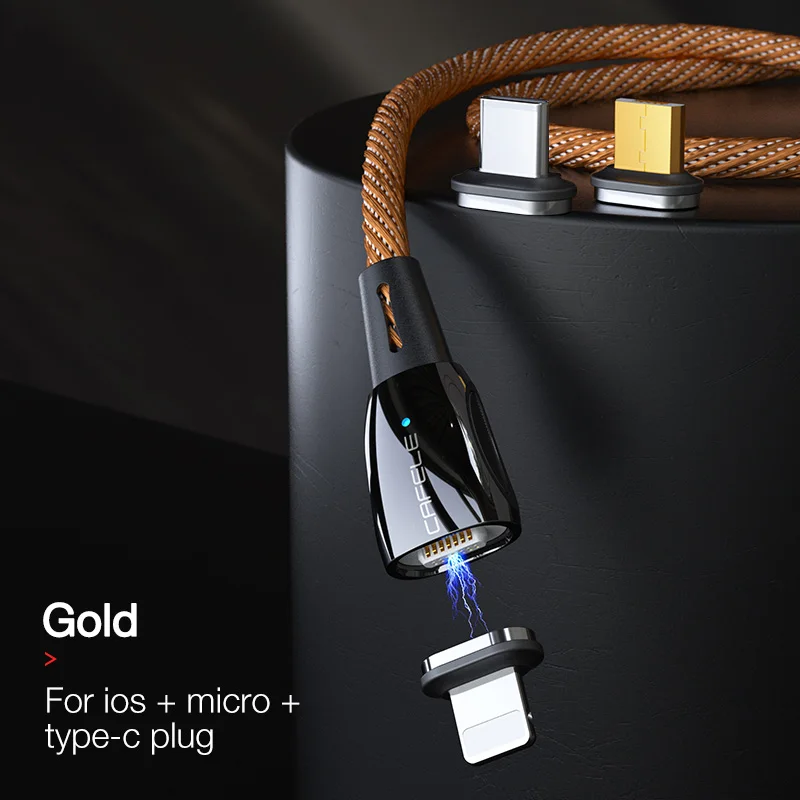3 in 1 cable gold Cafele новейший QC 3,0 Магнитный Micro USB кабель для iPhone Магнитный usb type C зарядный кабель для Xiaomi huawei магнитное зарядное устройство - Цвет: 3 in 1 cable gold