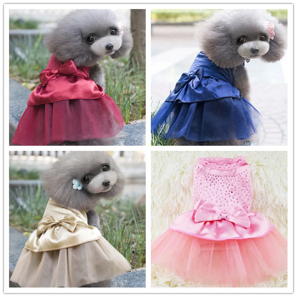 

Dog Lace Skirt Cat Bow Tutu Dress Fashion Pet Puppy Comfortable Dog Princess Costume New Apparel Clothes Durable Cat Vest Skirt