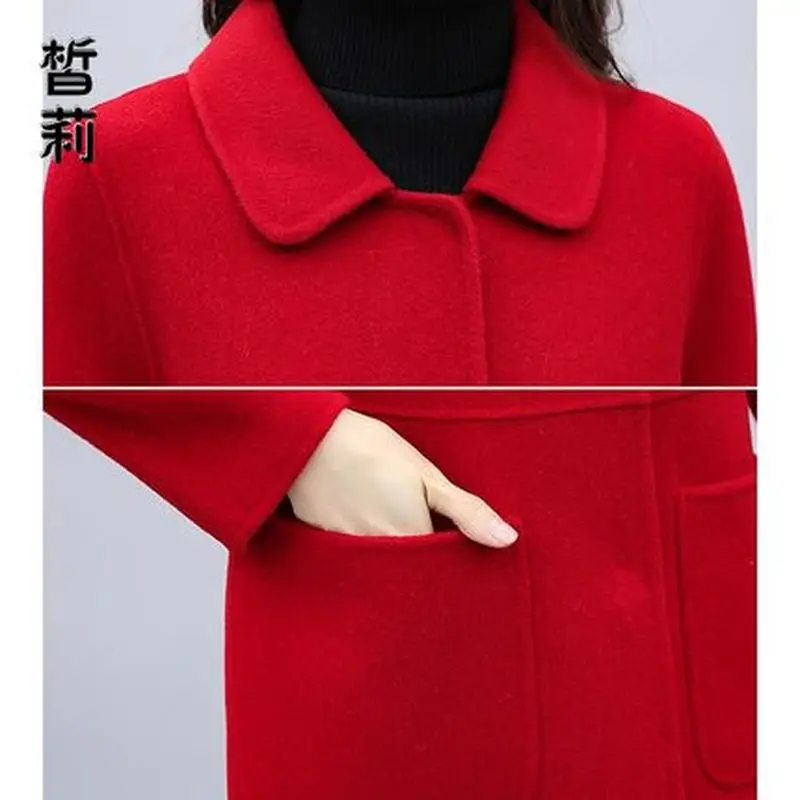 Женское шерстяное пальто средней длины свободное Осень-зима 2019 | Женская одежда