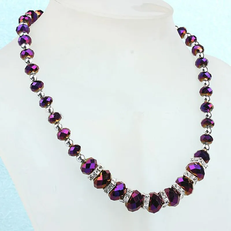 Модное фиолетовое Хрустальное стекло граненое Короткое женское ожерелье