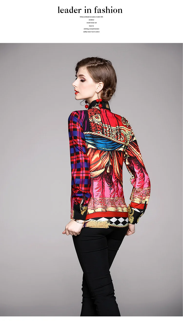 Женские блузы Tiger, Подиумные дизайнерские топы с цветами, Camisa Feminina,, осенние Рубашки с длинным рукавом, офисные женские белые, синие с принтом