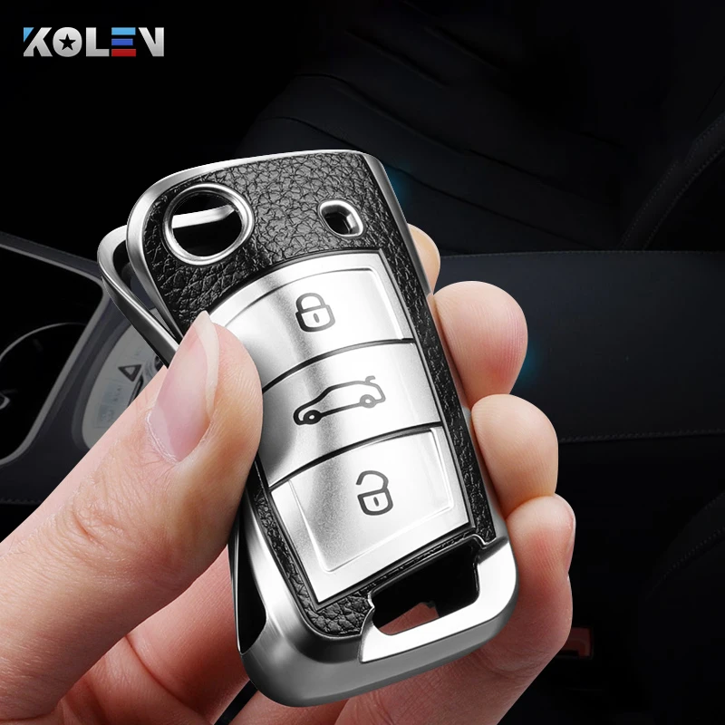 Кожаный + ТПУ чехол ключа дистанционного управления автомобилем для Volkswagen VW Golf 7