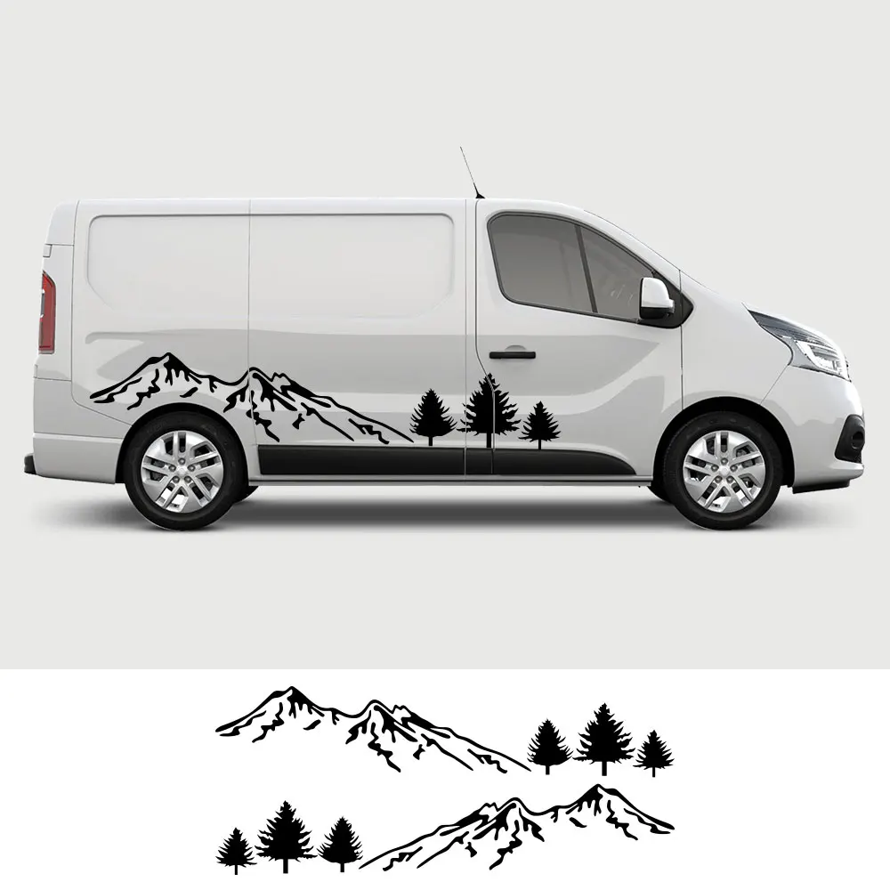 

Car Mountains Graphics Stickers For Renault Trafic Camper Van Motorhome Body Both Side Decor Vinyl Film Decals Accessories
