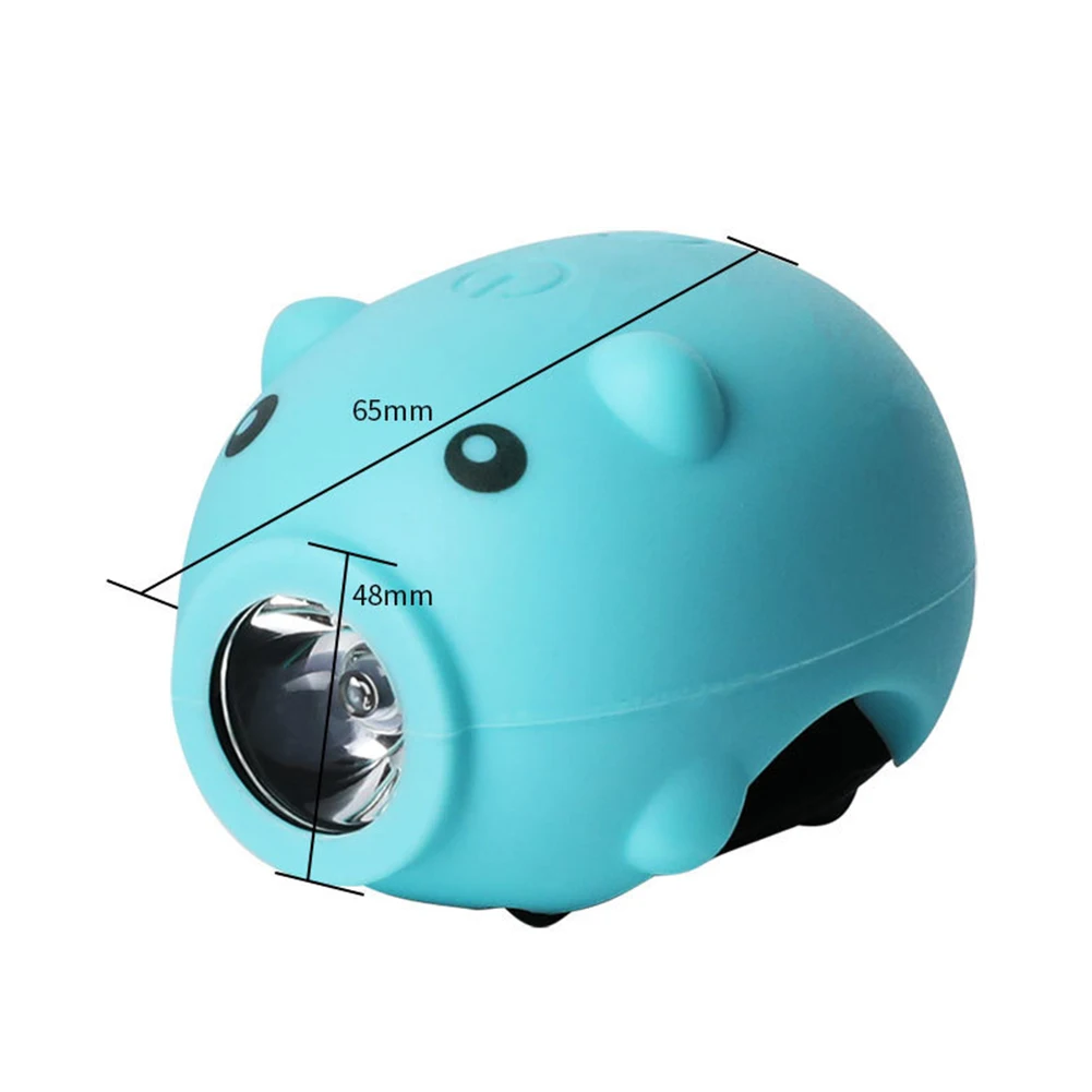 

Cartoon Piggy-Shaped USB Rechargeable 2 in 1 LED Bicycle Front Light with Bell Horn Portable Cycling Bike Headlight Flashlight