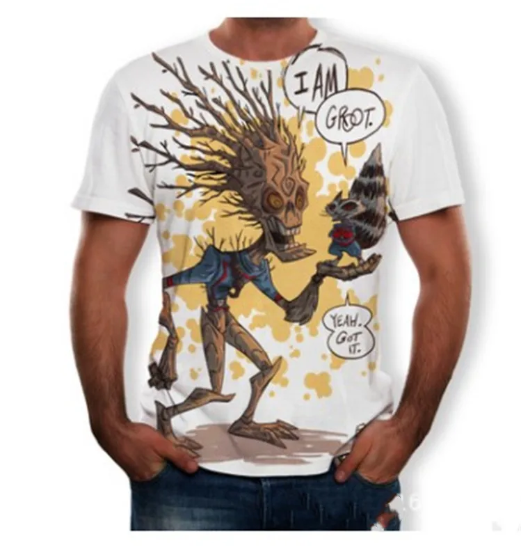Летняя новая мужская крутая мультяшная футболка с 3D принтом короткими рукавами