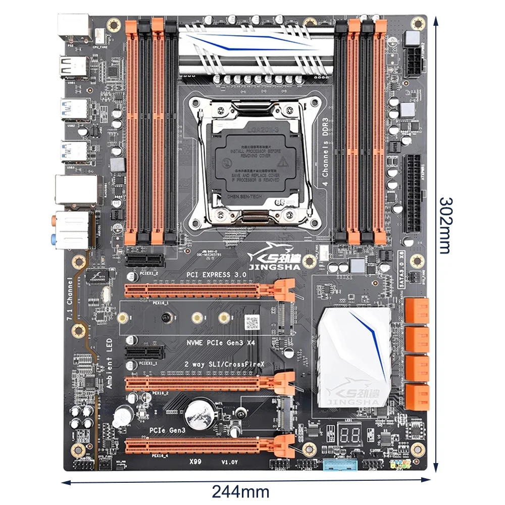 JINGSHA X99 материнская плата по стандарту ATX DDR3 256G RAM 4 канальный USB3.0 SATA3.0 M.2 NVME