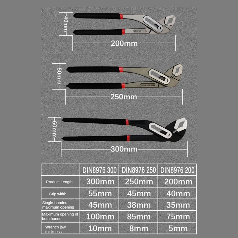 

Регулируемые плоскогубцы для водяного насоса 8 дюймов 10 дюймов 12 дюймов быстросъемные скользящие плоскогубцы для максимального укуса и мин...