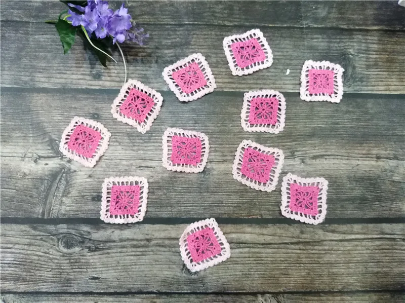 5 шт. Современная розовая хлопковая Кружевная аппликация для вязания крючком