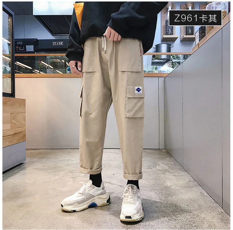 

Vintage Washed High Waist Cargo Jeans Casual Streetwear Loose Ankle Length Wide Leg Straight Denim Pants Plus Size