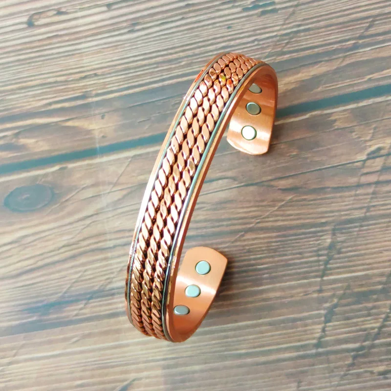 Браслеты из чистой меди для мужчин и женщин витые с магнитной застежкой