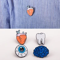 wybu 2021 trend cufflink brooch color enamel teeth brain eye heart brooch collar pin accessories classic fashion jewelry gifts