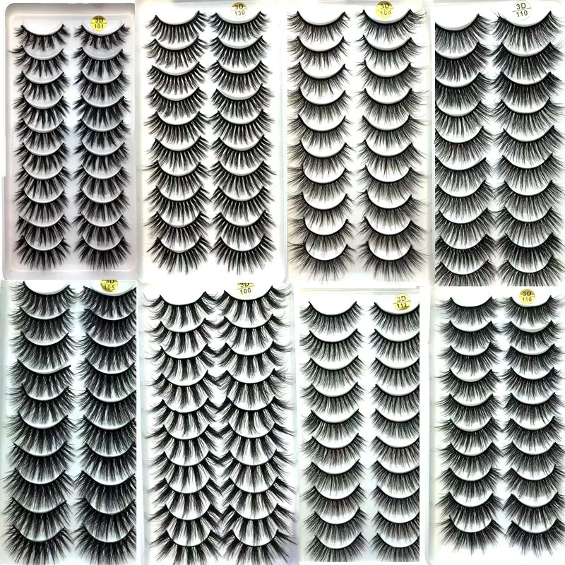10 pairs of 3D handmade soft and charming false eyelashes naturally long to create perfect eye makeup thick cross eyelashes